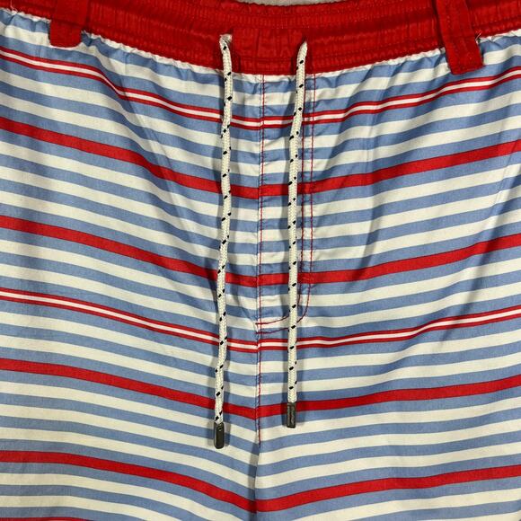 Southern Marsh Swim Shorts Trunks Mens Medium Blue Red Striped Drawstring - Picture 4 of 10